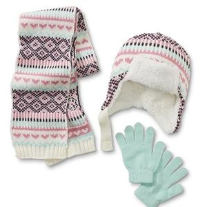 Fair Isle Girls' Hat, Scarf & Gloves